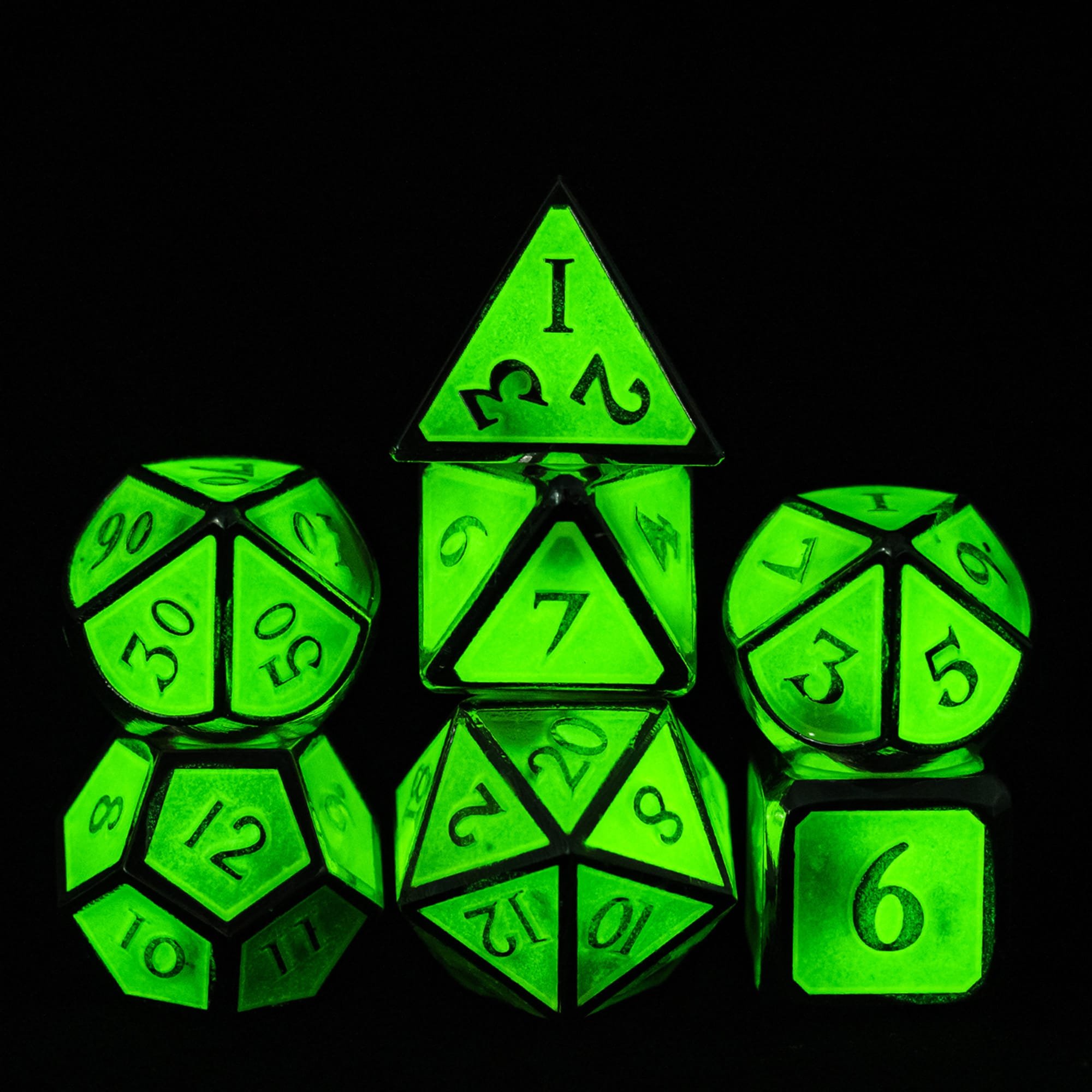 Udixi dnd Glow in the Dark Metal Dice Enamel with Metal Box Dungeons and Dragons board game