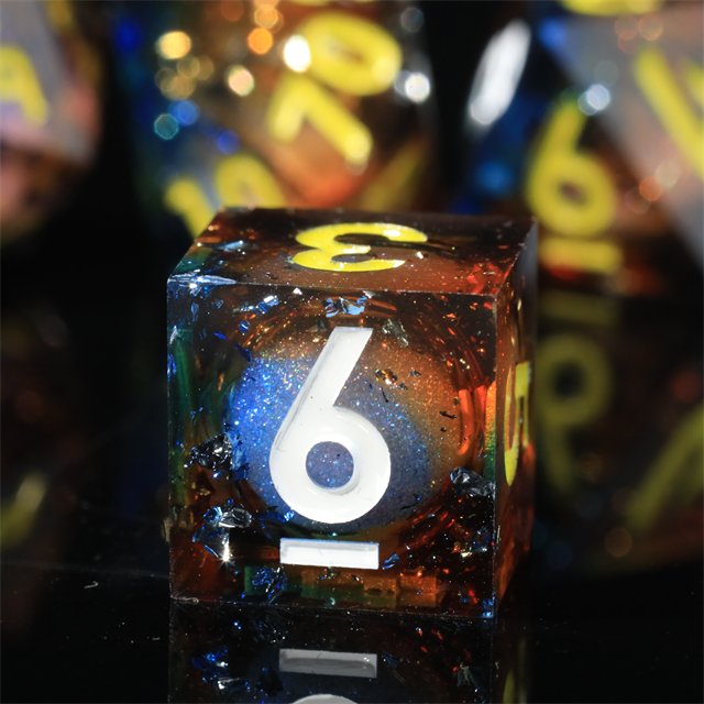 Mini Planet Custom Handmade Resin Dragon and Dungeon DND RPG Dice Set Sharp Edges Polyhedral Board Game Dice
