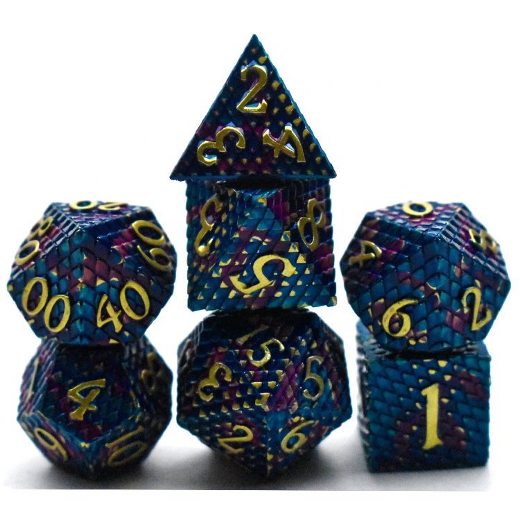 metal dice set Dragon Scale Metal Dice Set d&d set Role Playing Metal Dice dungeons and drag