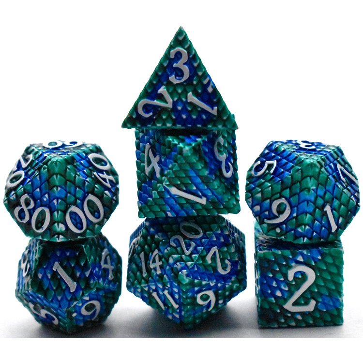 metal dice set Dragon Scale Metal Dice Set d&d set Role Playing Metal Dice dungeons and drag