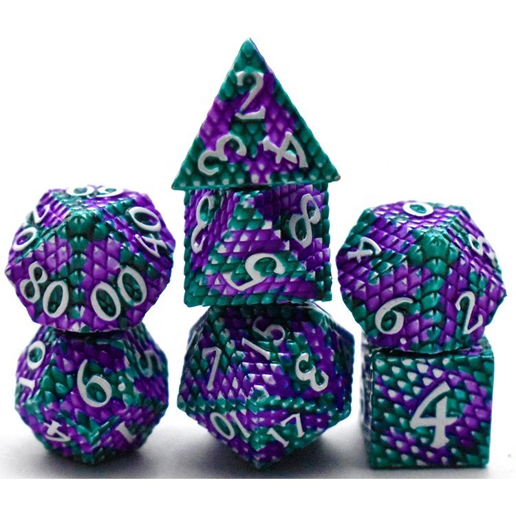 metal dice set Dragon Scale Metal Dice Set d&d set Role Playing Metal Dice dungeons and drag