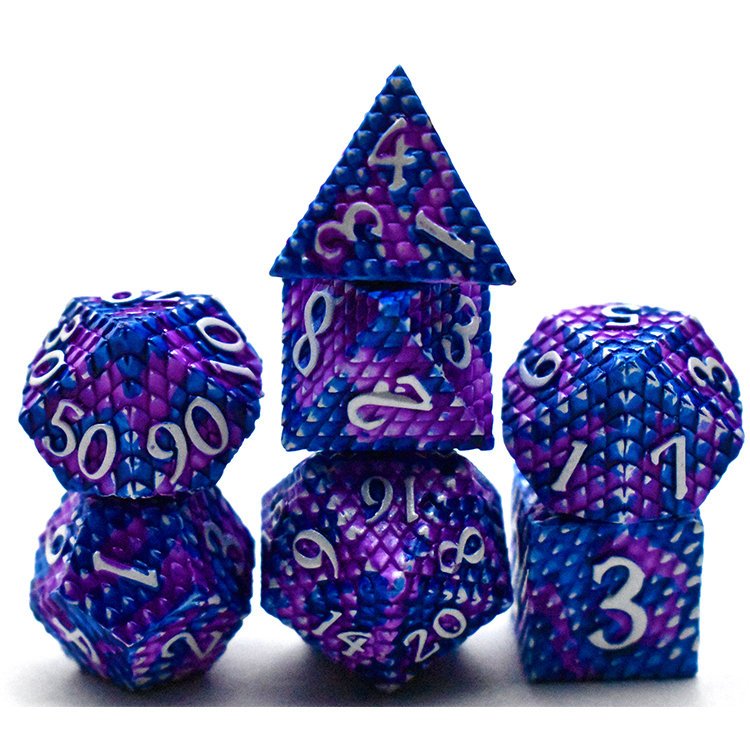 metal dice set Dragon Scale Metal Dice Set d&d set Role Playing Metal Dice dungeons and drag