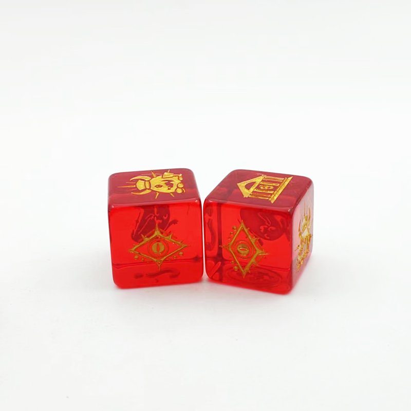 high quality round edge outlet precision polyhedral d6 red transparent dice wholesale board game resin dice