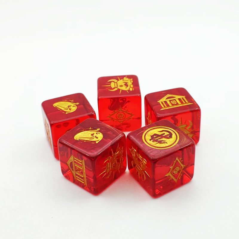 high quality round edge outlet precision polyhedral d6 red transparent dice wholesale board game resin dice
