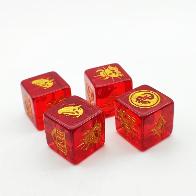 high quality round edge outlet precision polyhedral d6 red transparent dice wholesale board game resin dice
