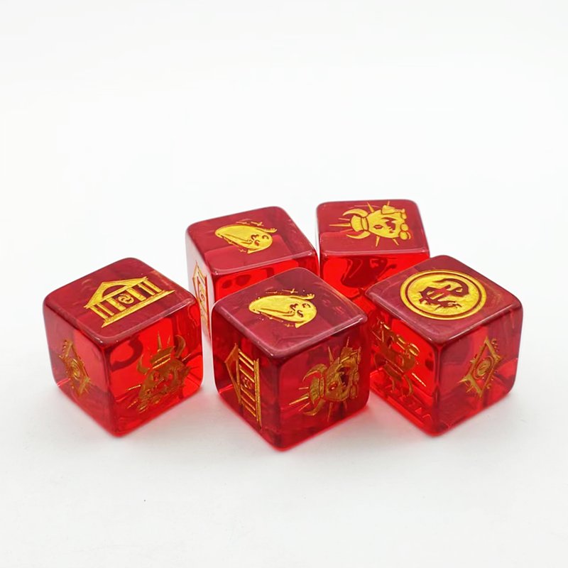 high quality round edge outlet precision polyhedral d6 red transparent dice wholesale board game resin dice