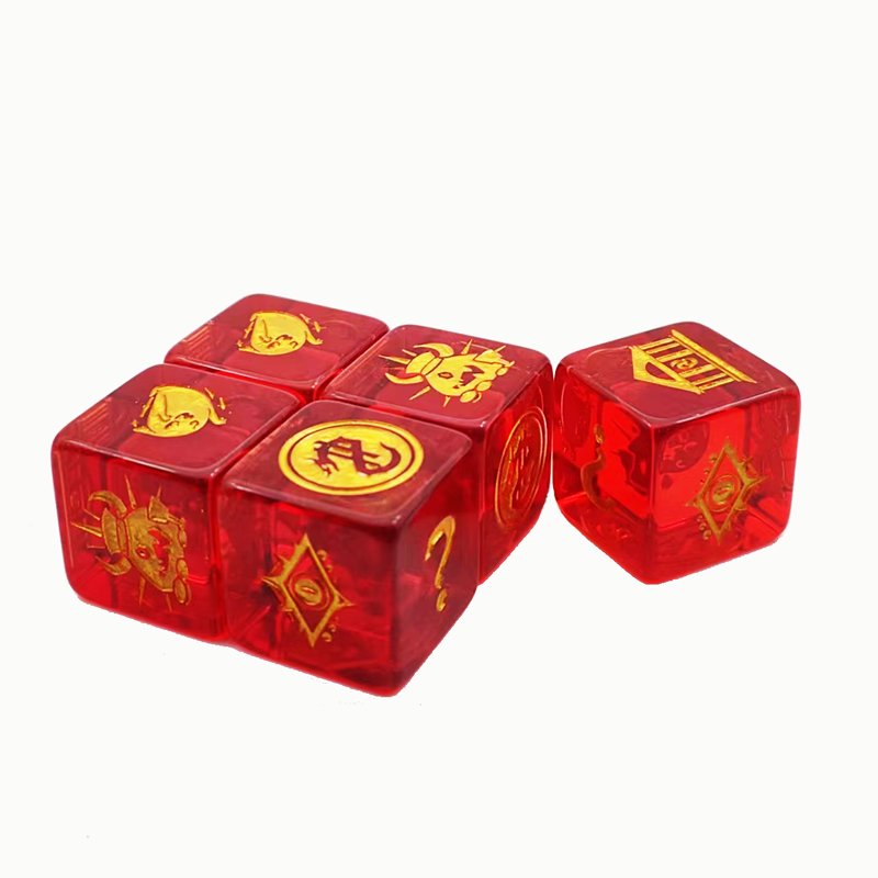 high quality round edge outlet precision polyhedral d6 red transparent dice wholesale board game resin dice
