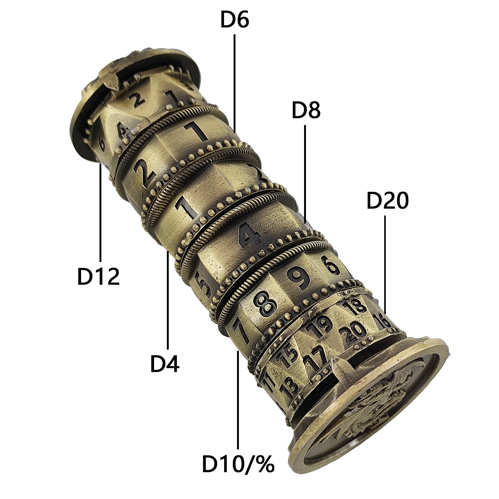 Factory customizable rotatable dice set tower Metal dice for tabletop games