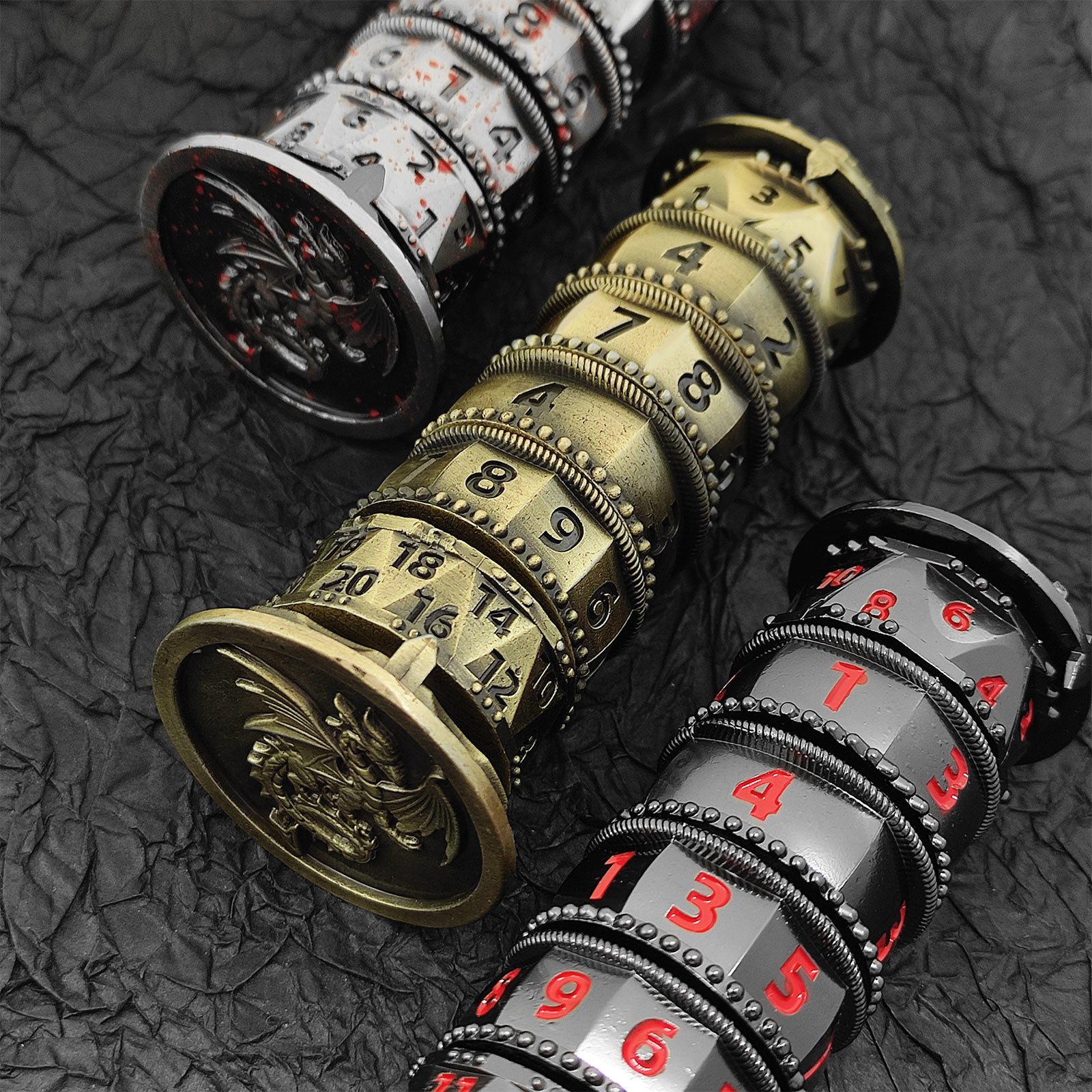 Factory customizable rotatable dice set tower Metal dice for tabletop games