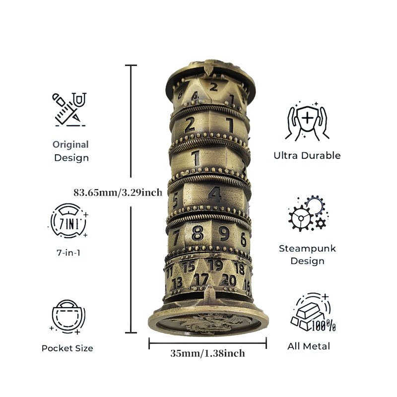 Factory customizable rotatable dice set tower Metal dice for tabletop games