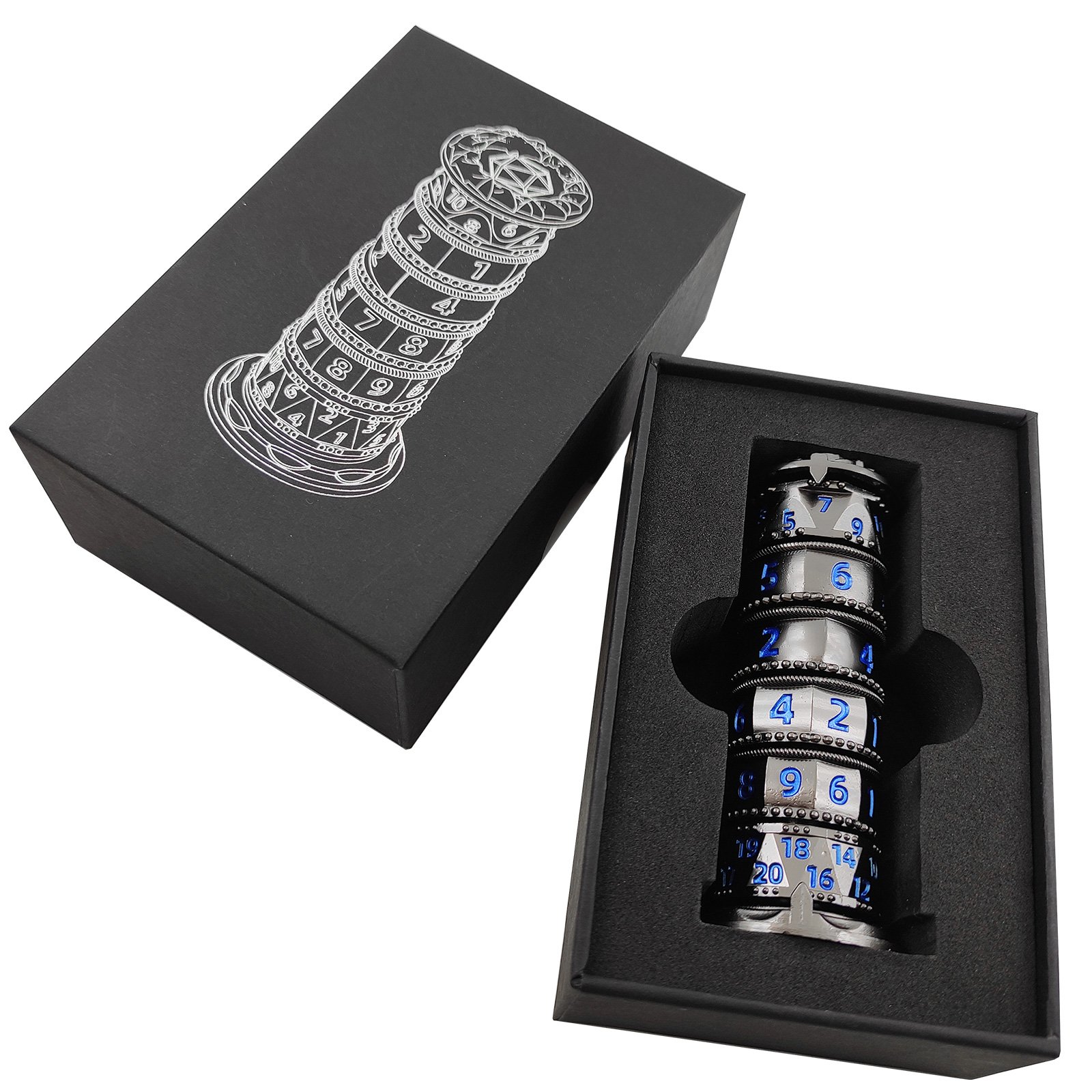 Factory customizable rotatable dice set tower Metal dice for tabletop games