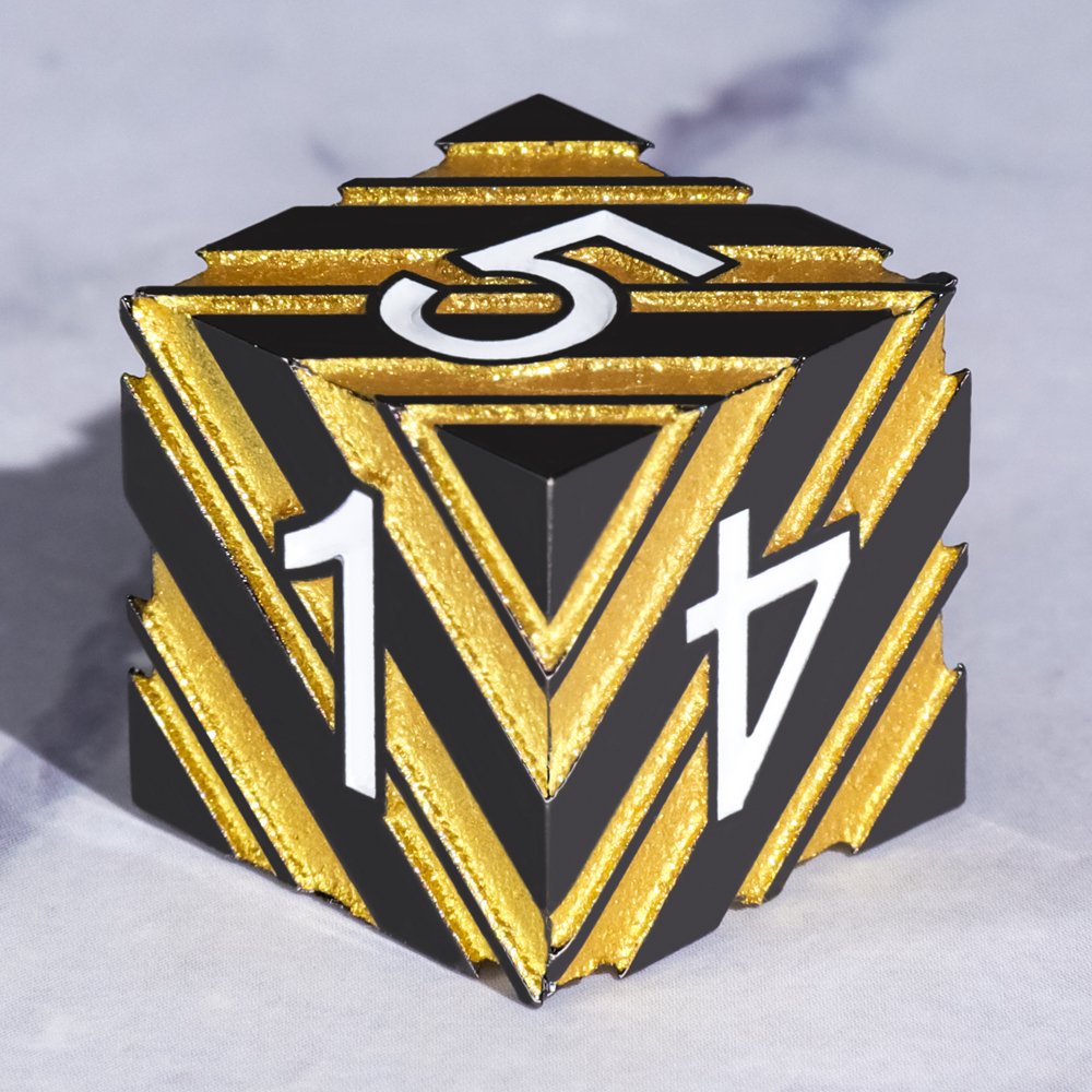 New Style Polyhedral Metal DND Dice Gold Stripe 7pcs Dice Set D&D for RPG Games And Board Games