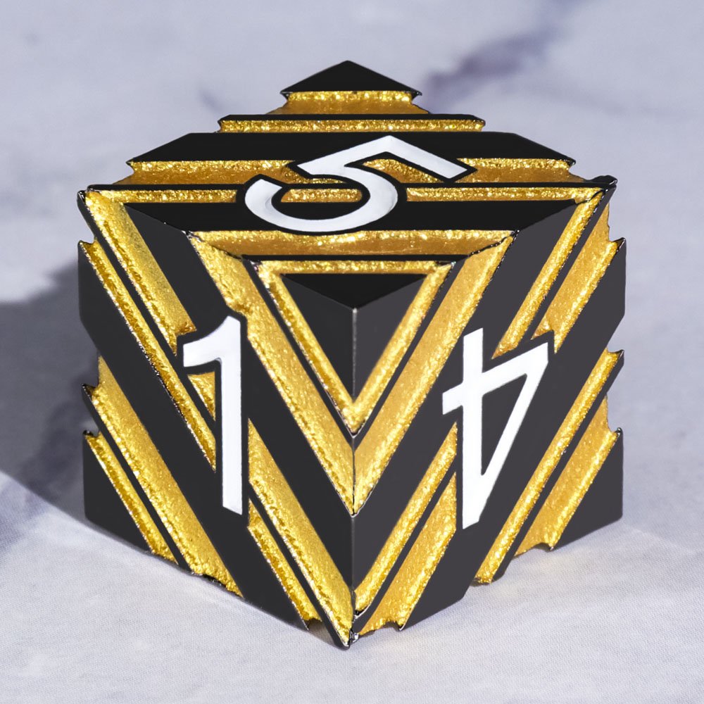 New Style Polyhedral Metal DND Dice Gold Stripe 7pcs Dice Set D&D for RPG Games And Board Games