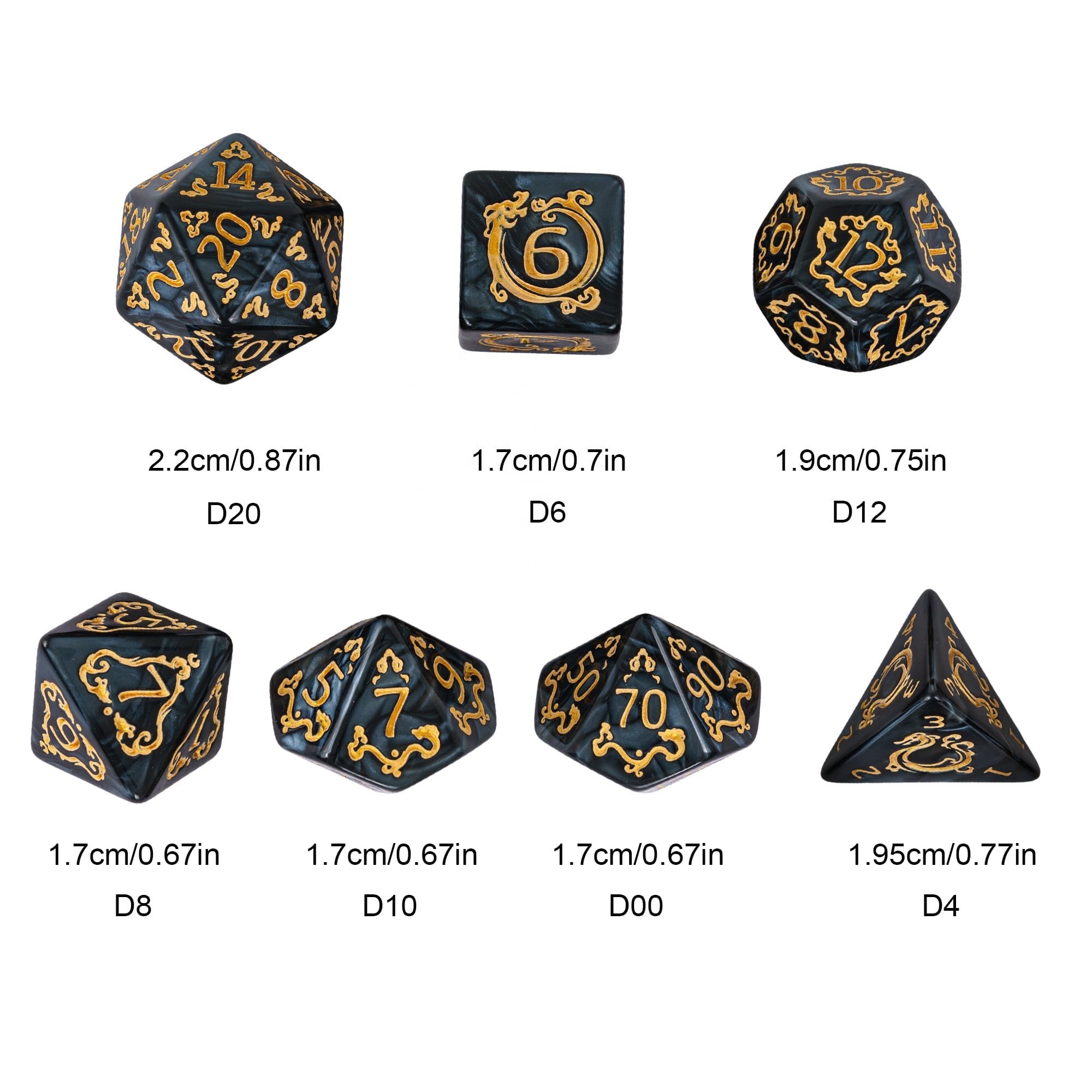 Udixi Custom Acrylic Clouds Dragon Pattern Plastic Dice Set for for DND Dungeons and Dragon RPG Board Games