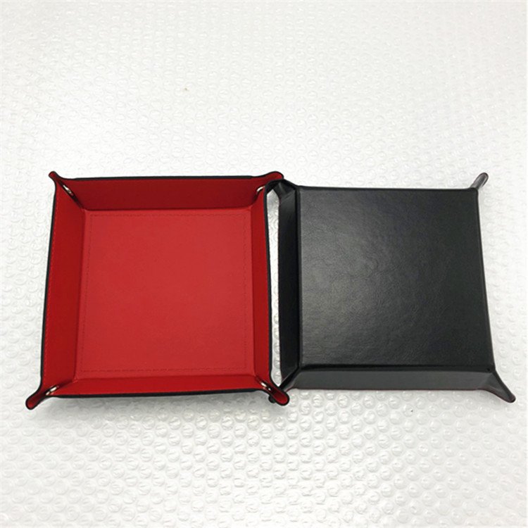Multicolor custom Logo gambling Holder Rolling PU Leather Velvet Folding Case Dice Tray Cup Set Velvet for DND RPG Dice Tray