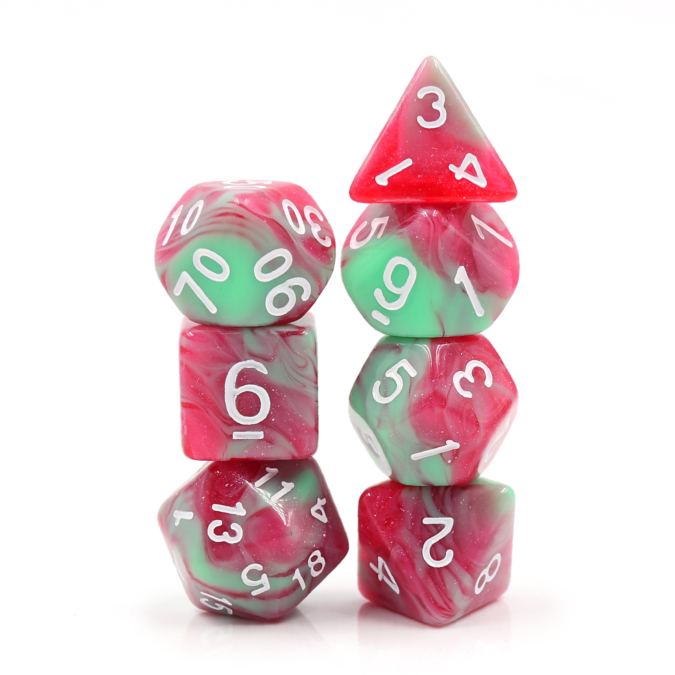 7PCS DND Polyhedral D&D Dice Set Aurora Transparent Dice for Dungeons and Dragons