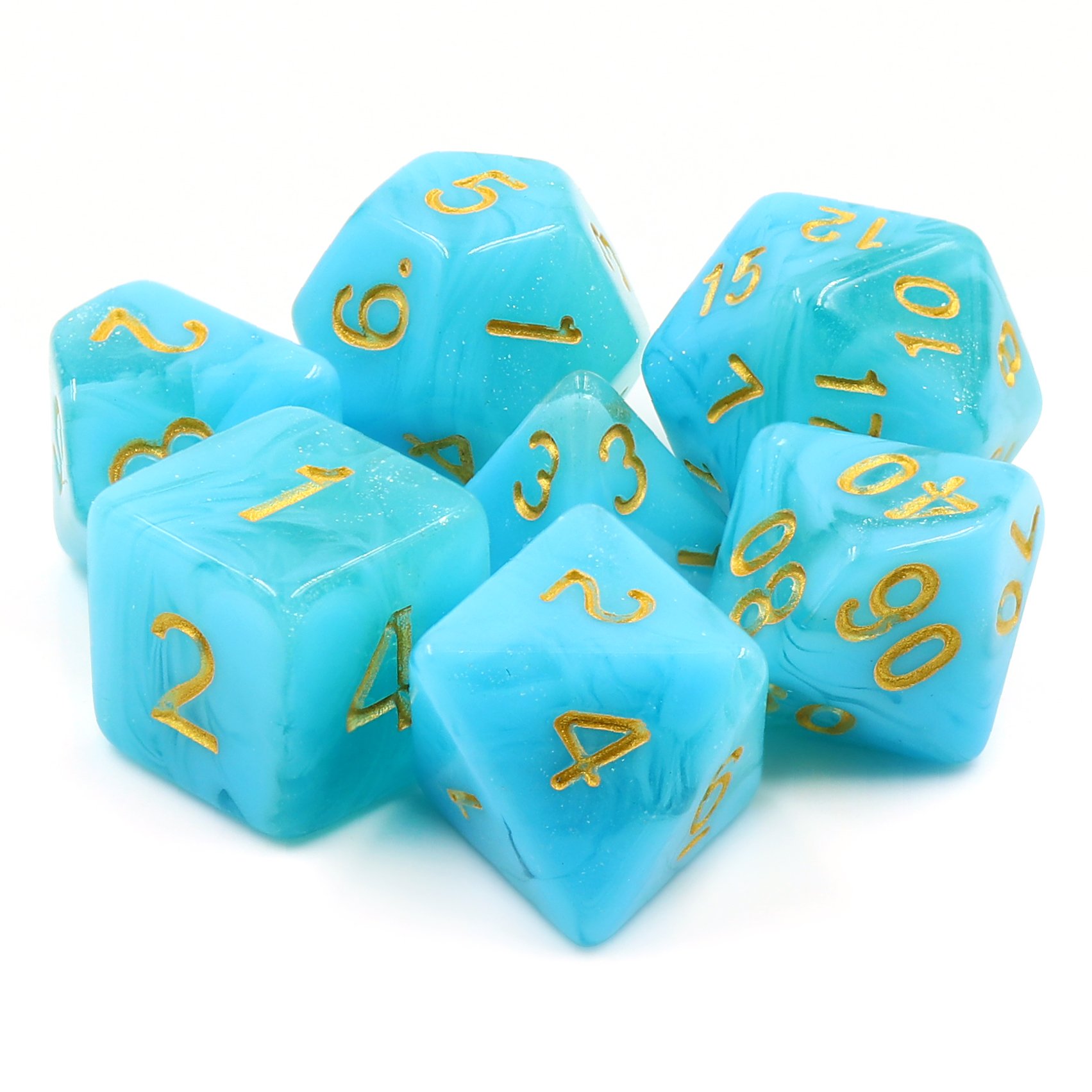 7PCS DND Polyhedral D&D Dice Set Aurora Transparent Dice for Dungeons and Dragons