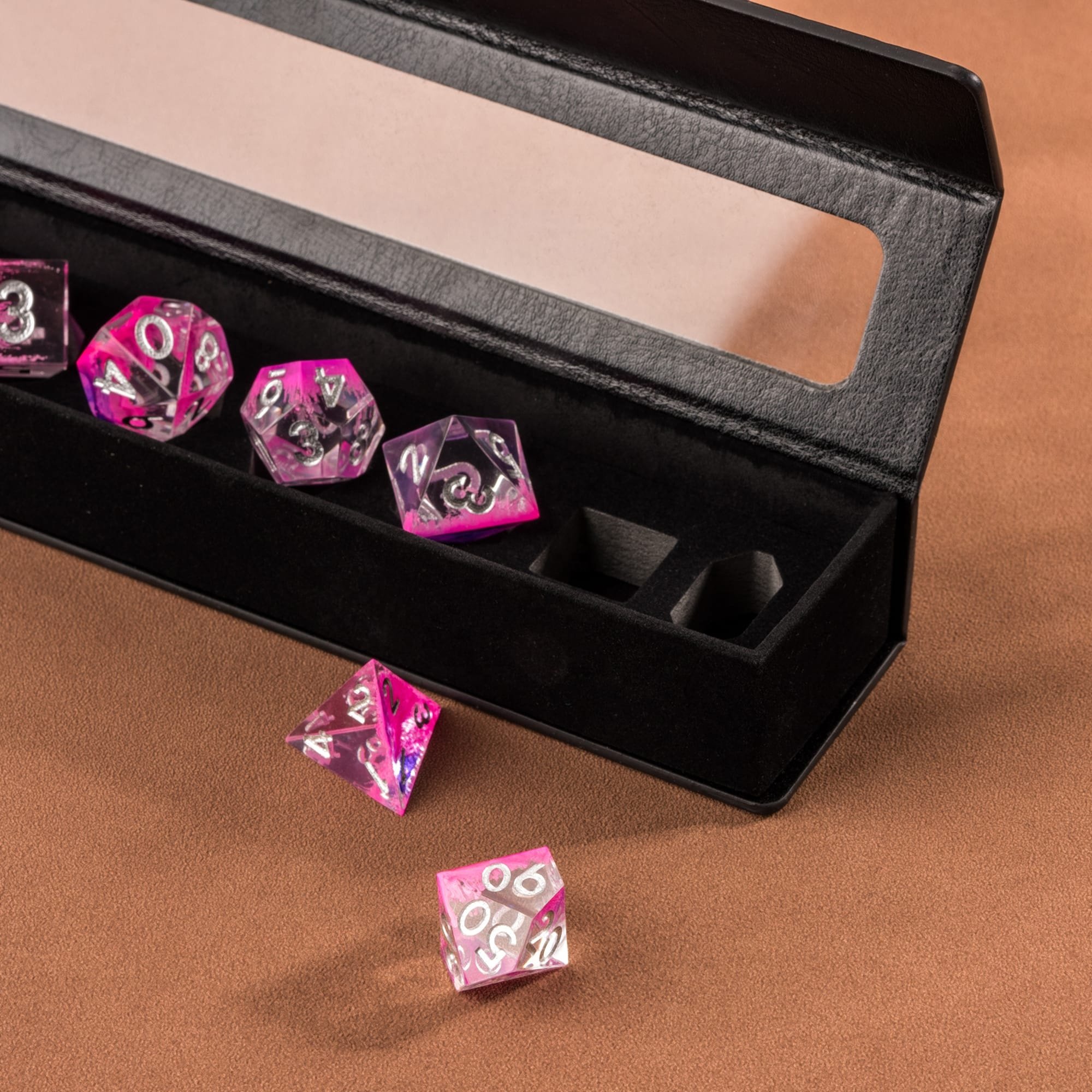 Udixi Custom Leather Dice Box with window for Board Games or Card Games Dungeons and Dragons DND RPG Dice Packaging