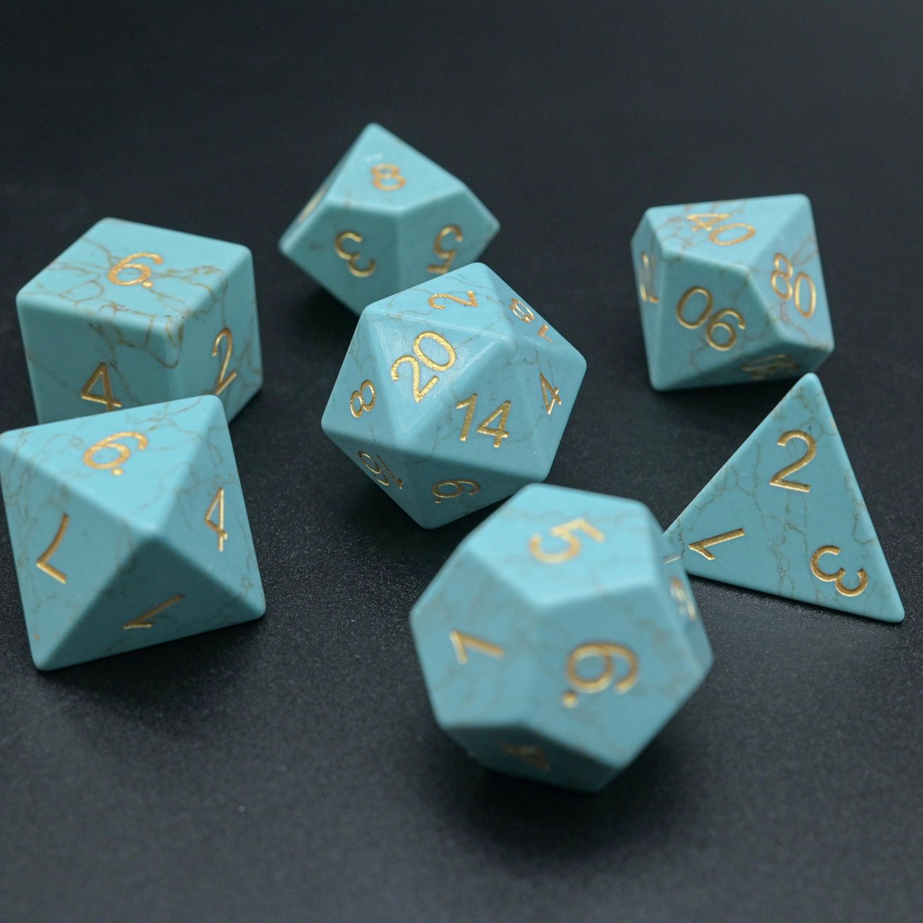 Synthetic Blue Turquoise Stone Dice Custom Fun DND Dice Set For Board Game Lovers