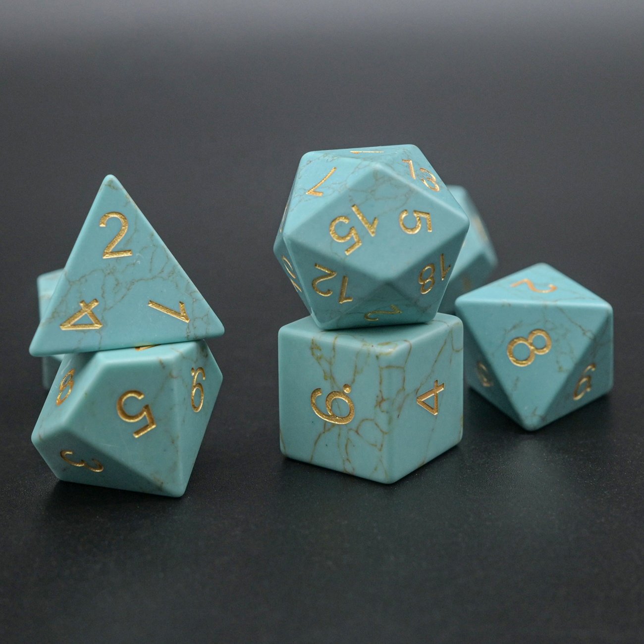 Synthetic Blue Turquoise Stone Dice Custom Fun DND Dice Set For Board Game Lovers