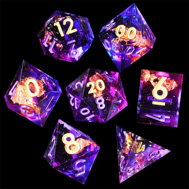 MINI PLANET Custom Handmade Resin Dragon and Dungeon DND RPG Dice Set Wholesale Sharp Edge Polyhedral Board Game Dice