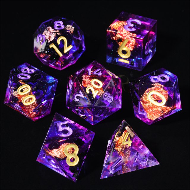 MINI PLANET Custom Handmade Resin Dragon and Dungeon DND RPG Dice Set Wholesale Sharp Edge Polyhedral Board Game Dice