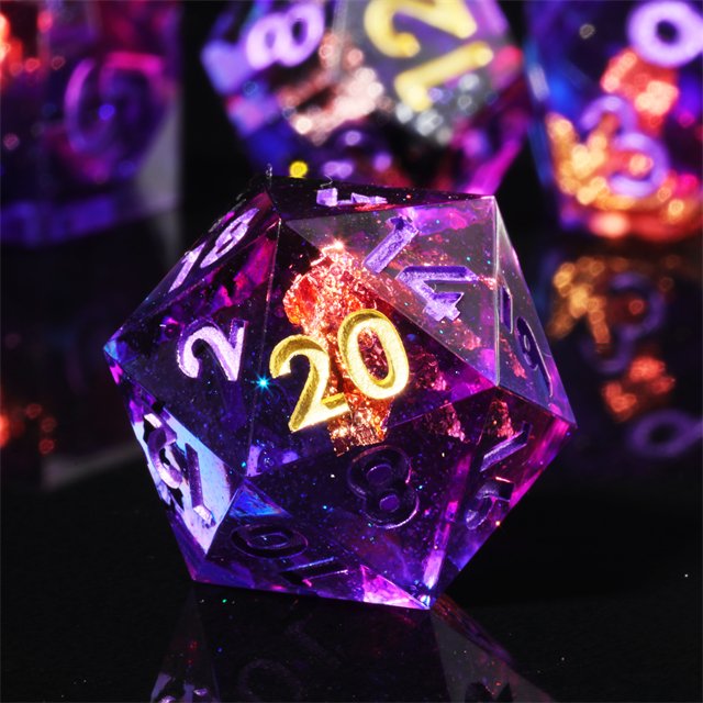 MINI PLANET Custom Handmade Resin Dragon and Dungeon DND RPG Dice Set Wholesale Sharp Edge Polyhedral Board Game Dice