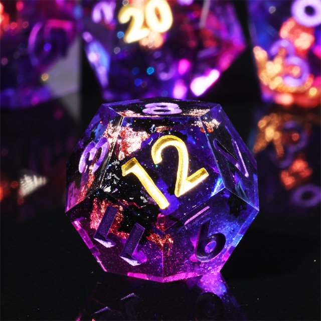 MINI PLANET Custom Handmade Resin Dragon and Dungeon DND RPG Dice Set Wholesale Sharp Edge Polyhedral Board Game Dice