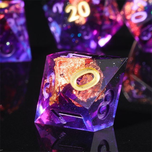 MINI PLANET Custom Handmade Resin Dragon and Dungeon DND RPG Dice Set Wholesale Sharp Edge Polyhedral Board Game Dice