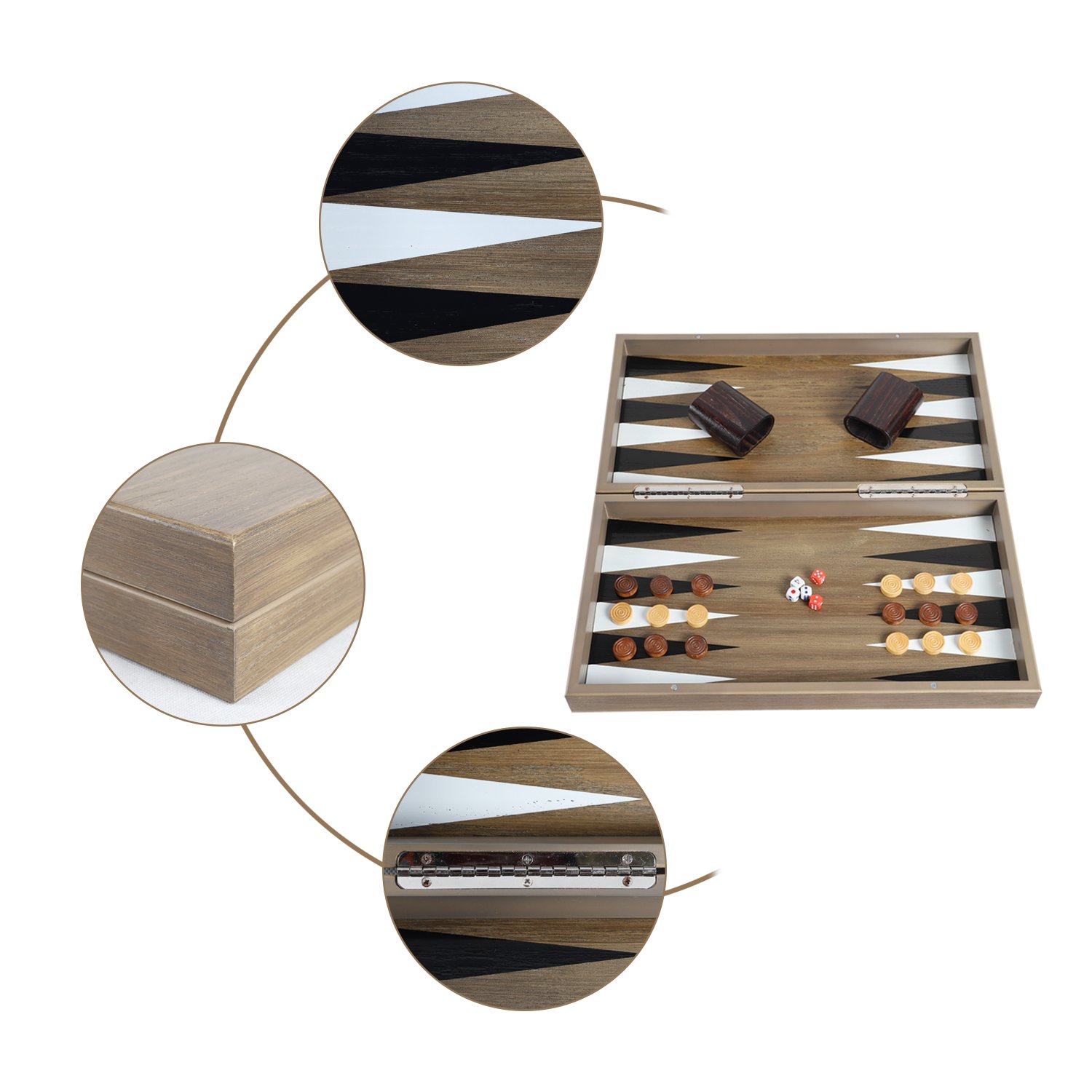 Luxury Chess Game Set with Chips Dices Dice Cups Travel Leather Professional Backgammon