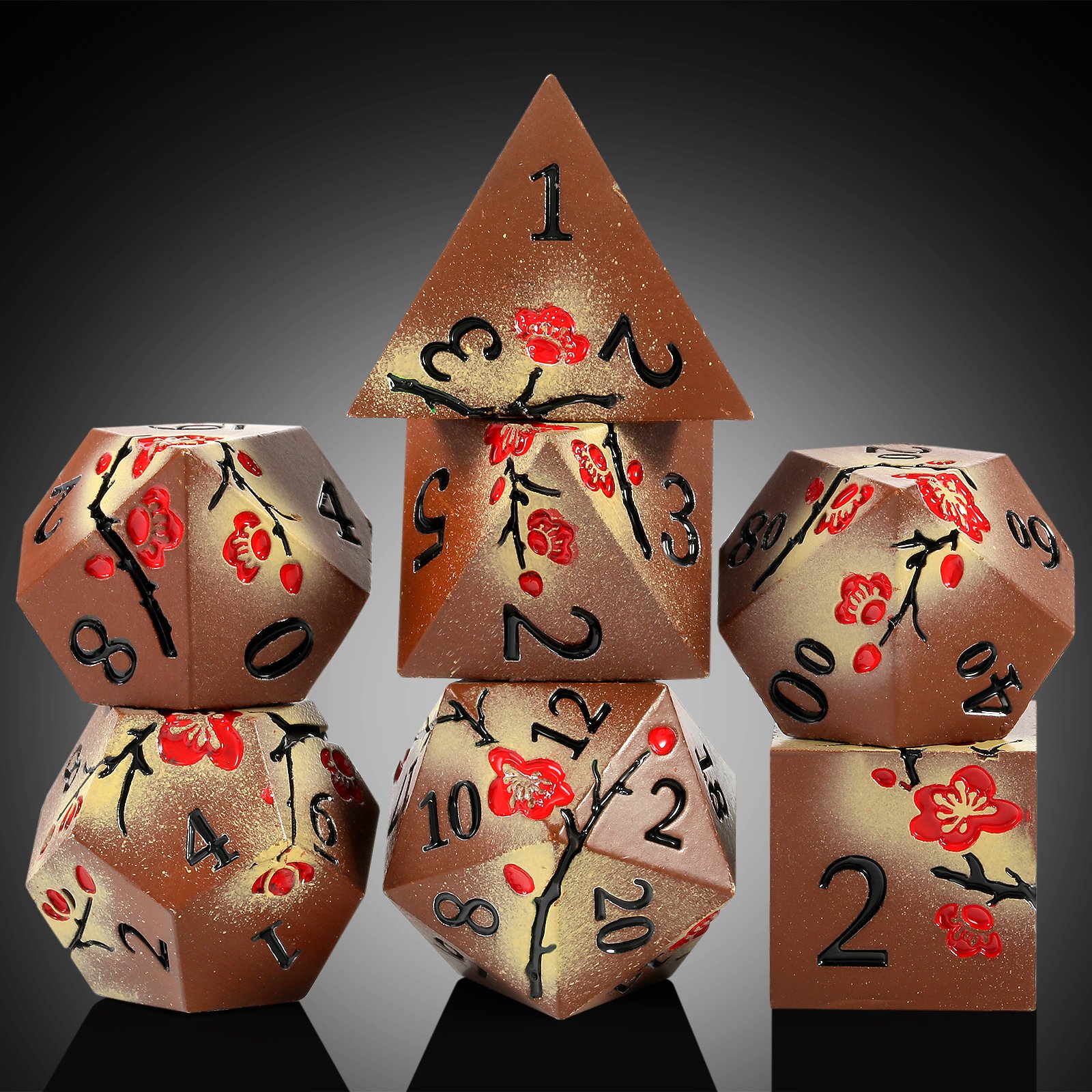 D and D Dice Metal Board Game Dice Dnd Dungeons and Dragons Plum Blossom Dice Set for Tabletop Game