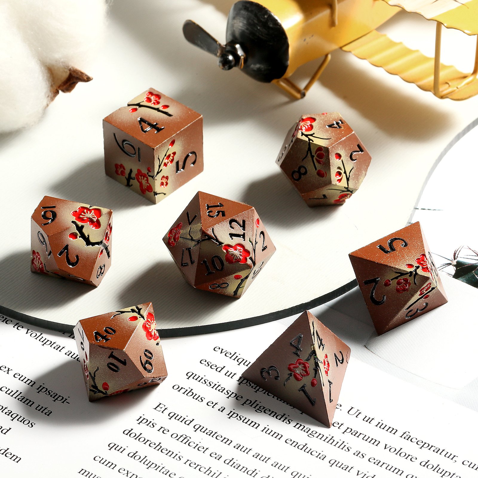 D and D Dice Metal Board Game Dice Dnd Dungeons and Dragons Plum Blossom Dice Set for Tabletop Game