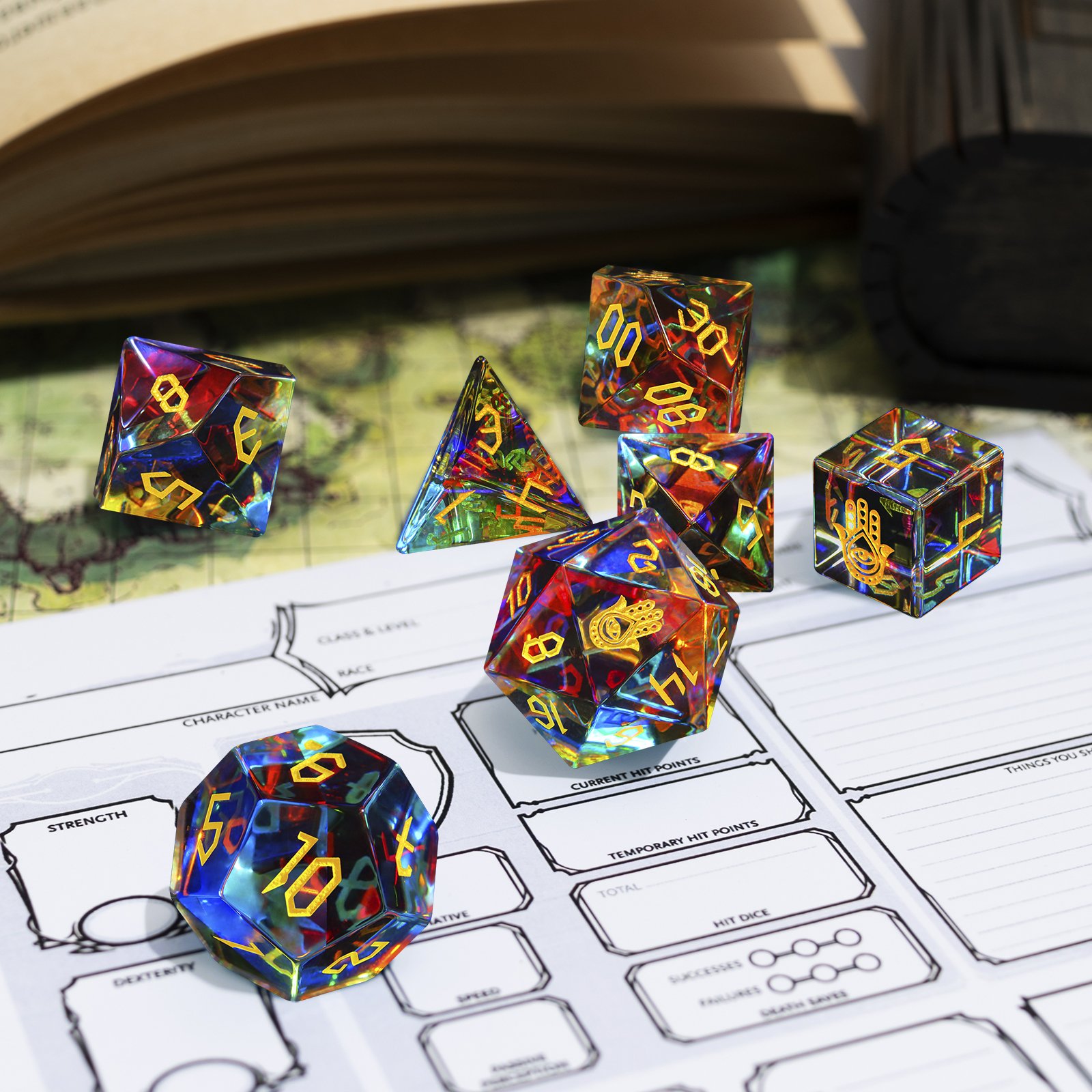 Customized Handmade Glass DND Dice Set Custom Polyhedron Game Dice Custom Leisure And Entertainment Supplies RPG Dice