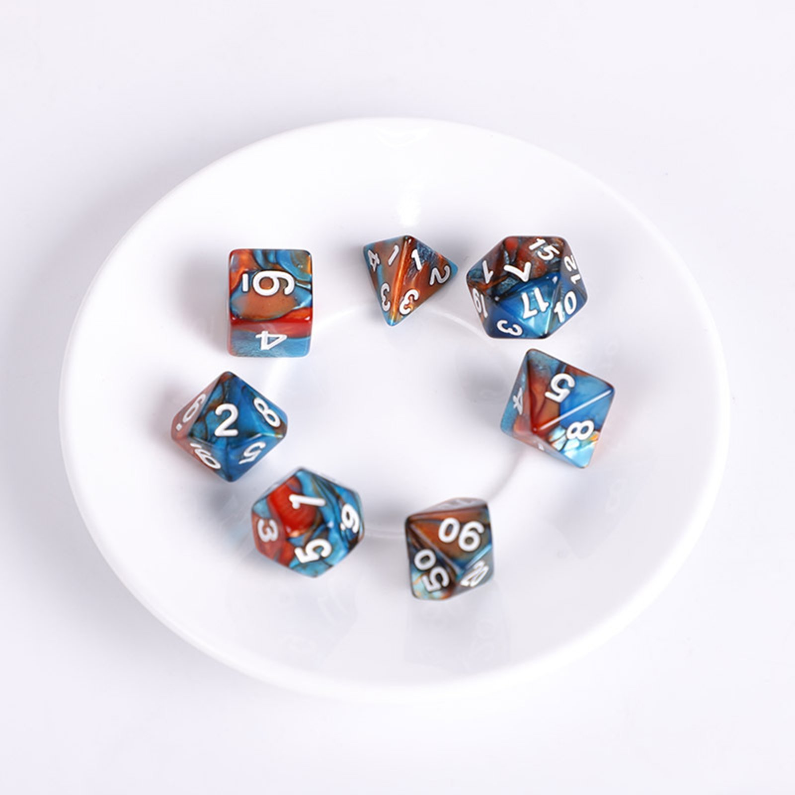Custom engraved logo polyhedral two-color acrylic dice Castle role-playing tabletop game RPG dice DND acrylic dice set