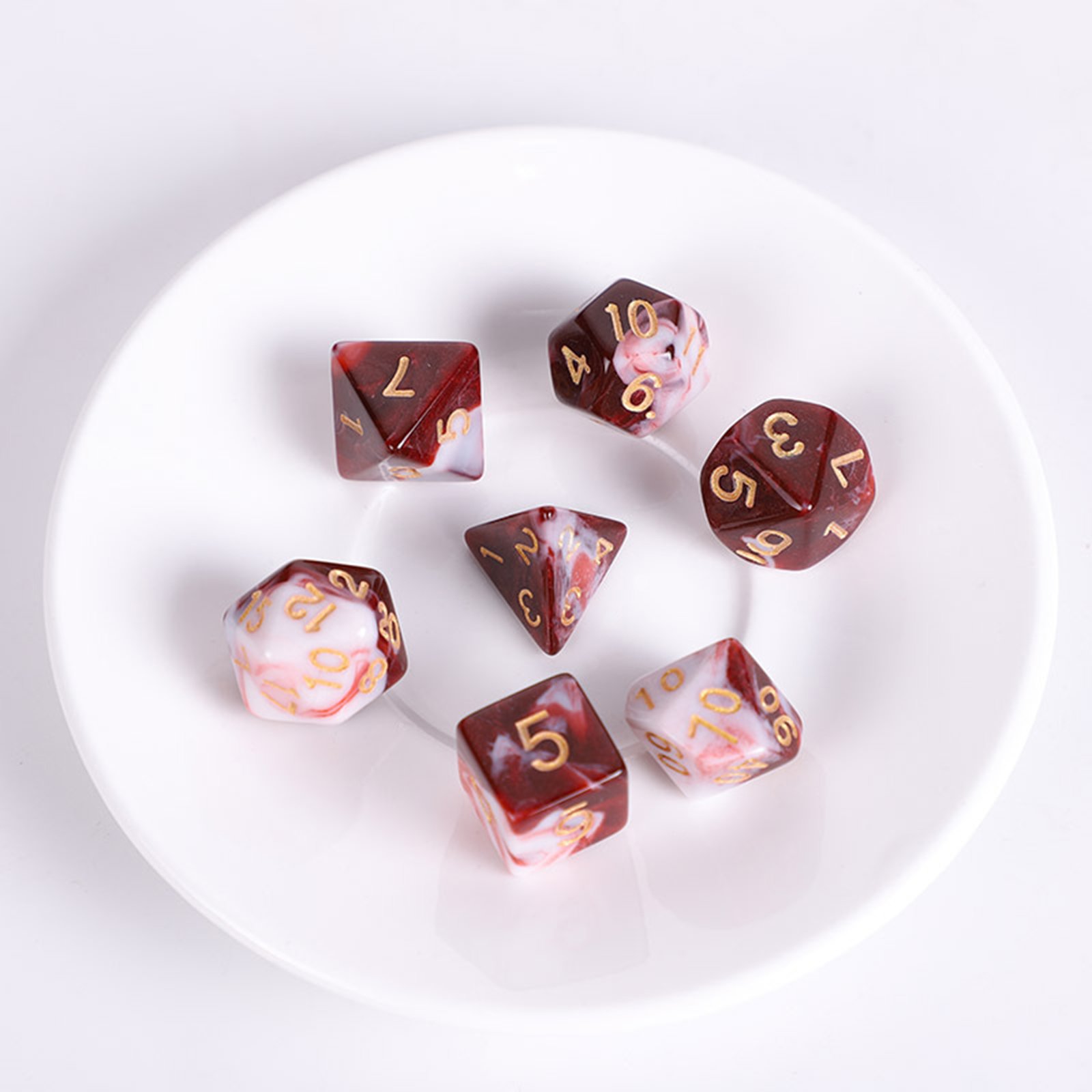Custom engraved logo polyhedral two-color acrylic dice Castle role-playing tabletop game RPG dice DND acrylic dice set