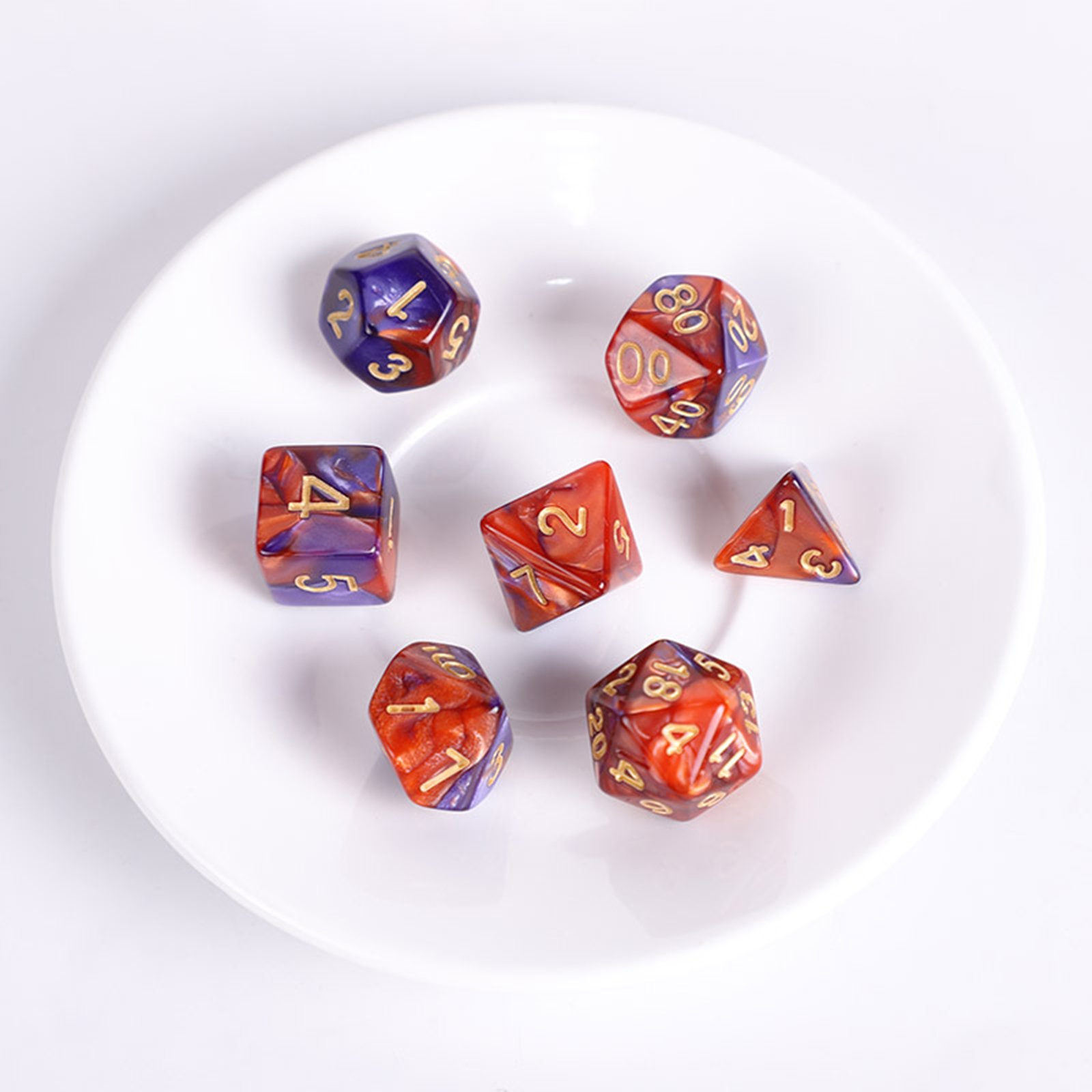 Custom engraved logo polyhedral two-color acrylic dice Castle role-playing tabletop game RPG dice DND acrylic dice set