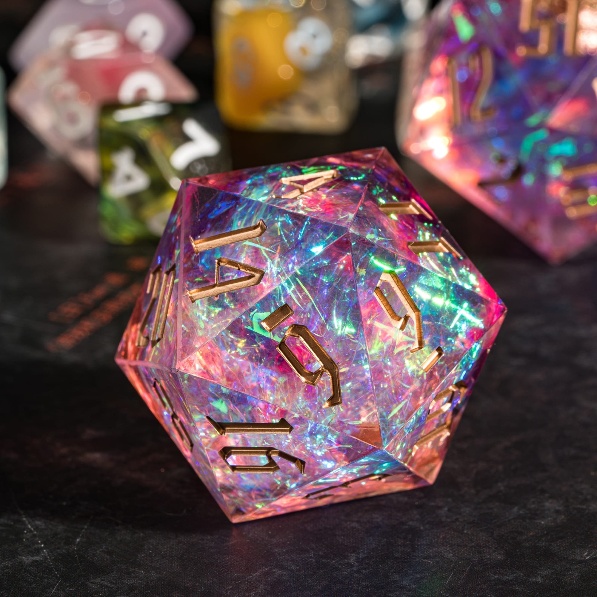 Udixi polyhedron dungeons and dragons d&d custom logo resin sharp edge 20 sides rpg 33mm D20 dice