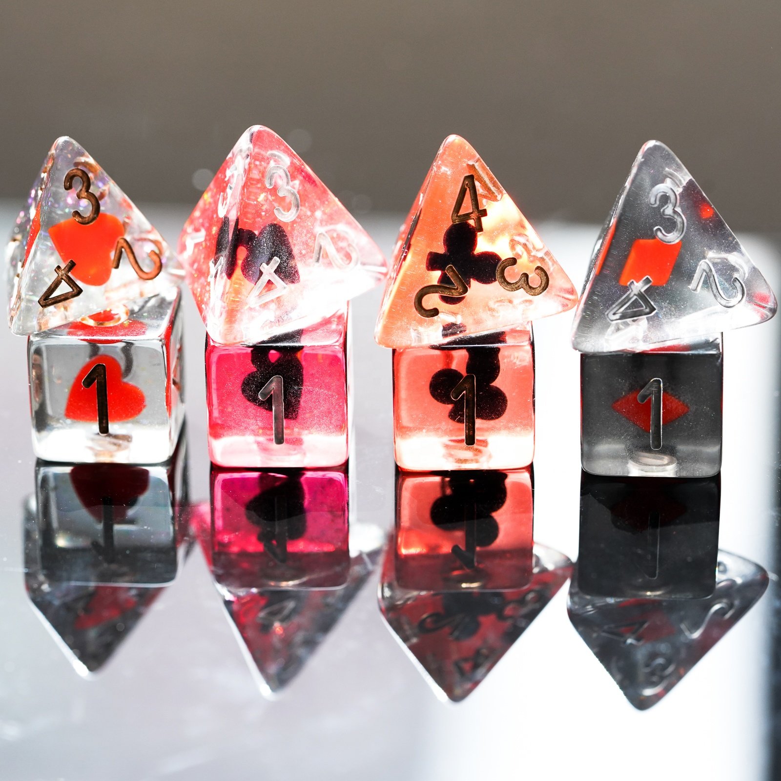 Udixi Resin Plastic Polyhedral custom logo dungeons and dragons cube dice game set rpg Poker Pattern