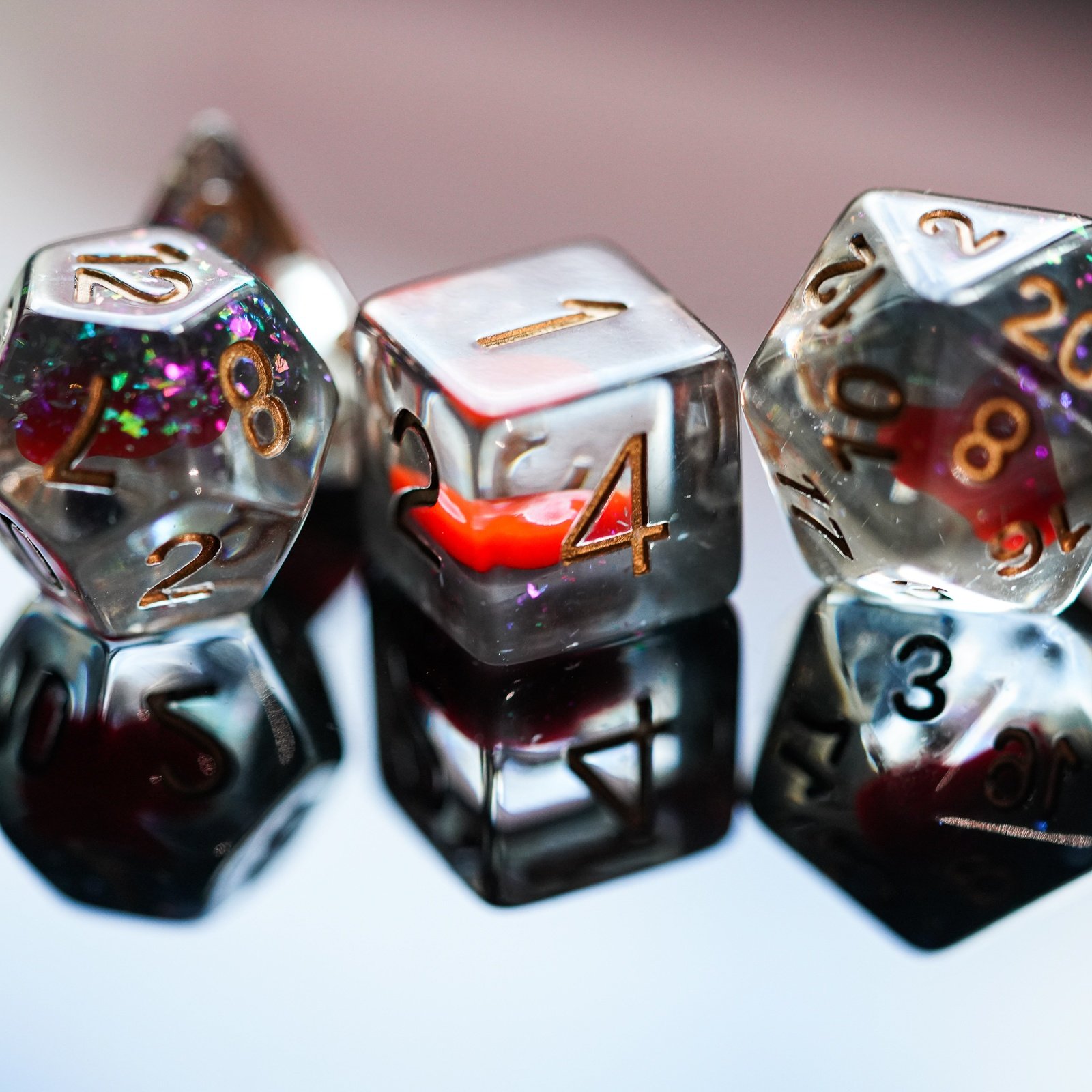 Udixi Resin Plastic Polyhedral custom logo dungeons and dragons cube dice game set rpg Poker Pattern