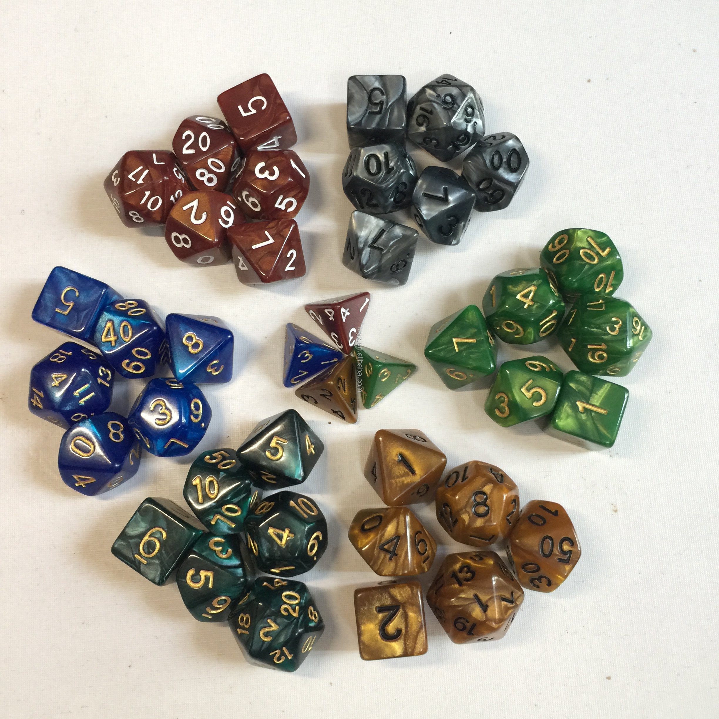 Acrylic new board game resin custom dice with painting engraved logo customized d4 d6 d8 d10 d12 d20 dice game 7pc set