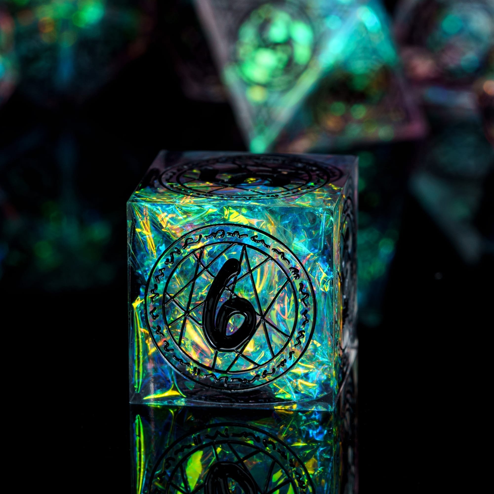 Udixi Polyhedral Custom Logo RPG dungeons and dragons resin sharp edge Magic Array Pattern Dice Set