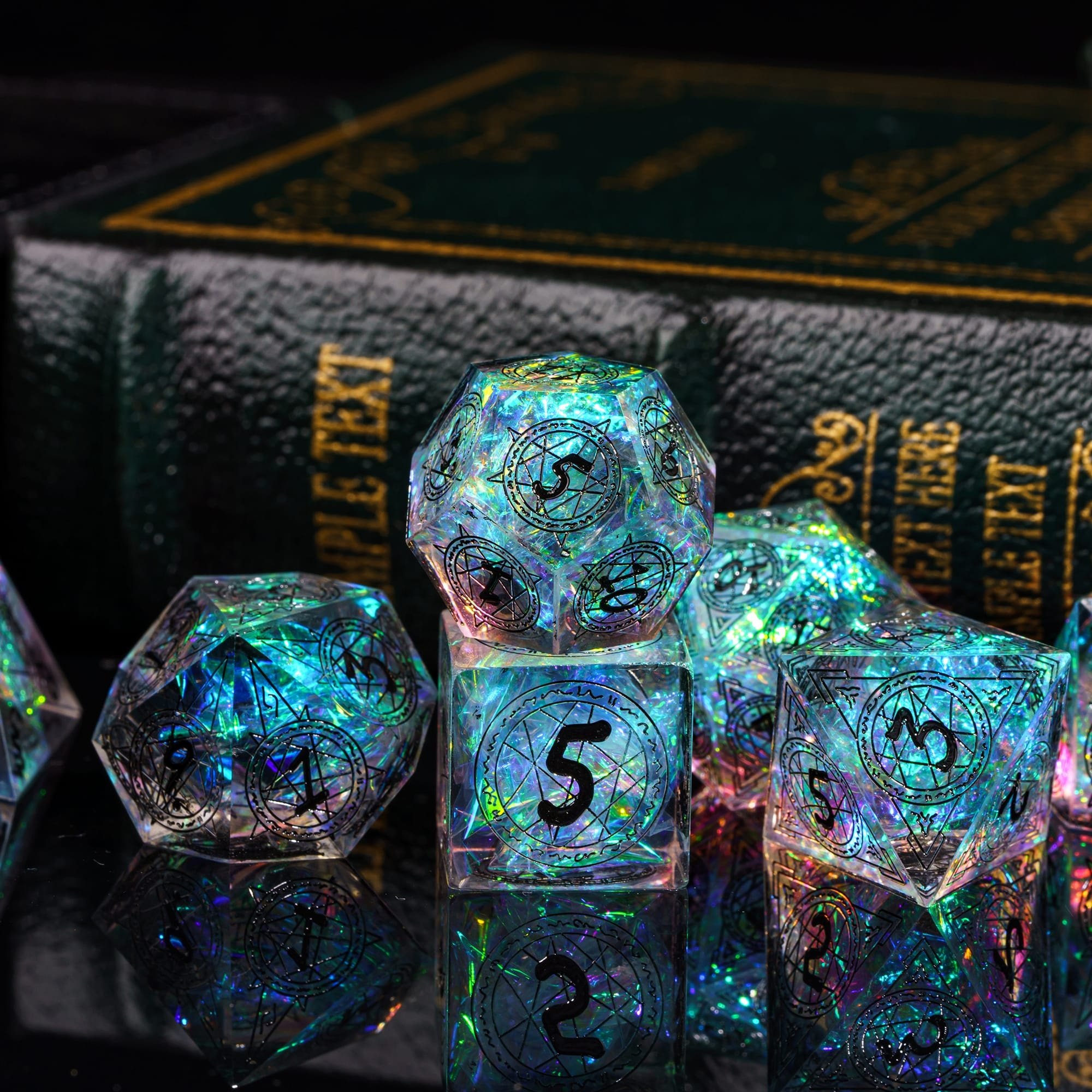 Udixi Polyhedral Custom Logo RPG dungeons and dragons resin sharp edge Magic Array Pattern Dice Set