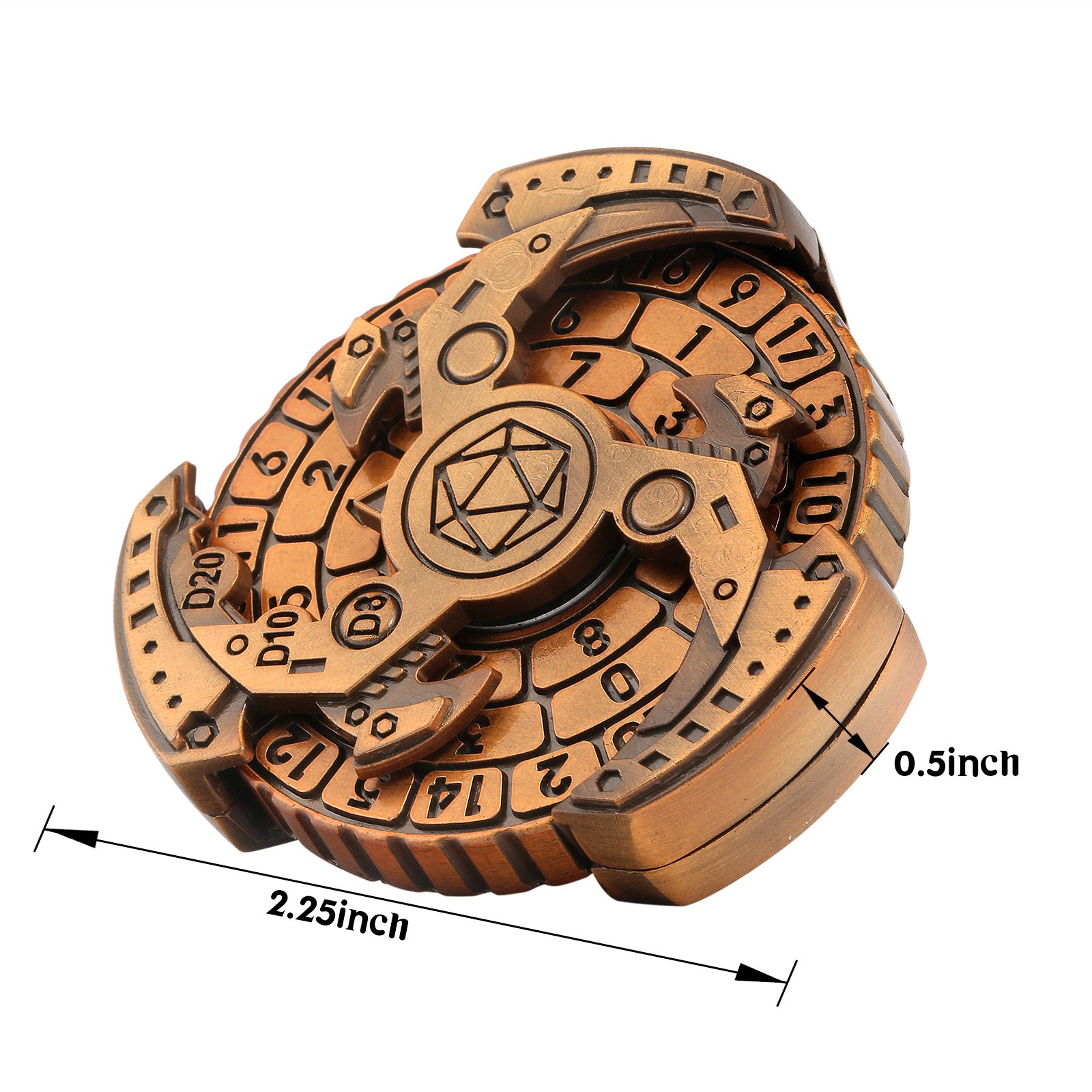 Metal Roulette Dice Spinner DND Dice Set 7-in-1 Dragon Metallic D&D Dice with Gift Case for RPG Tabletop Gold