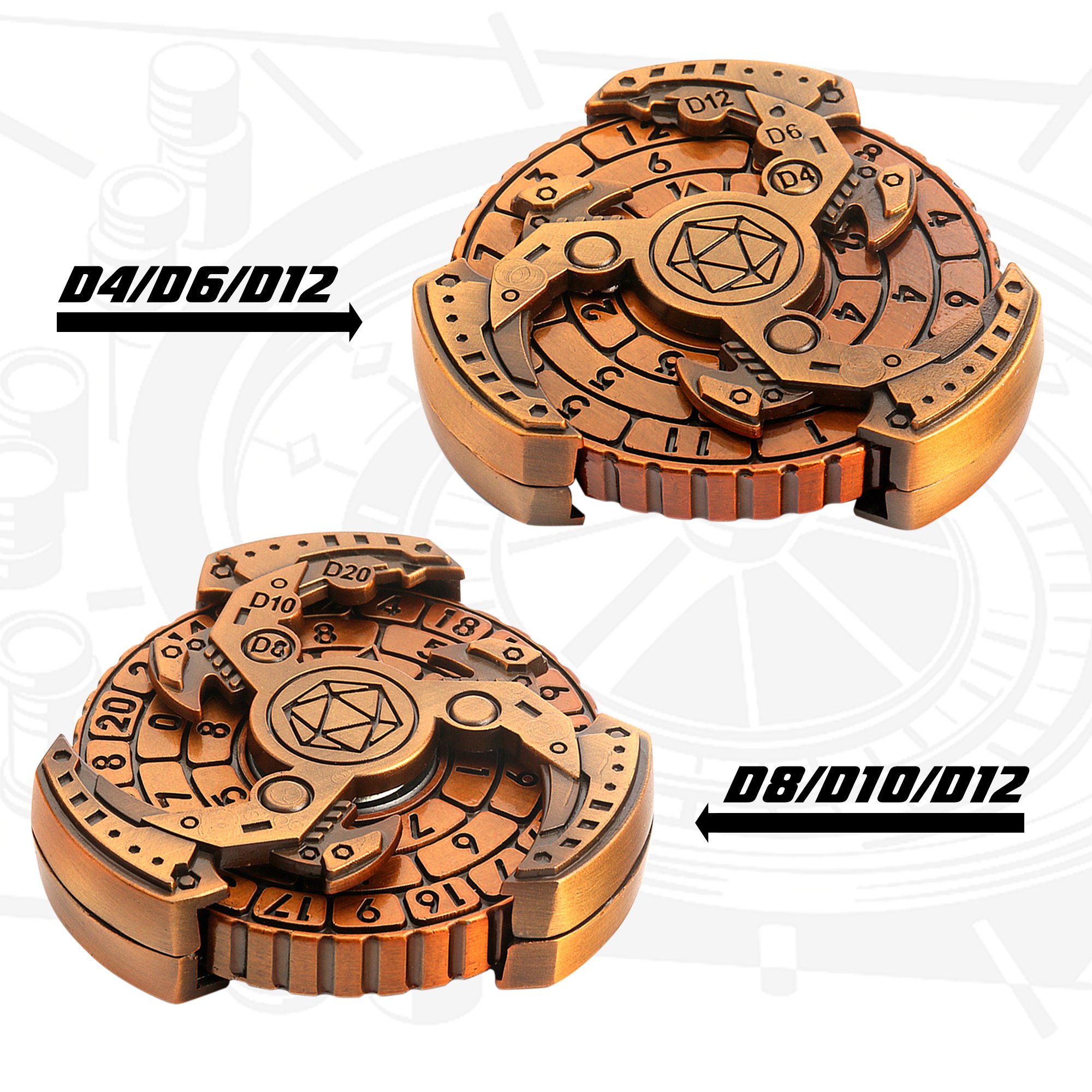 Metal Roulette Dice Spinner DND Dice Set 7-in-1 Dragon Metallic D&D Dice with Gift Case for RPG Tabletop Gold