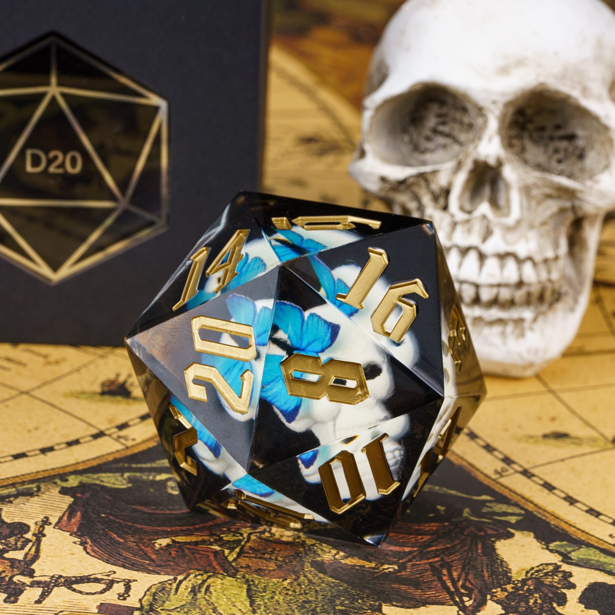 Udixi polyhedron dungeons and dragons d&d custom logo resin sharp edge 20 sides rpg 55mm D20 dice