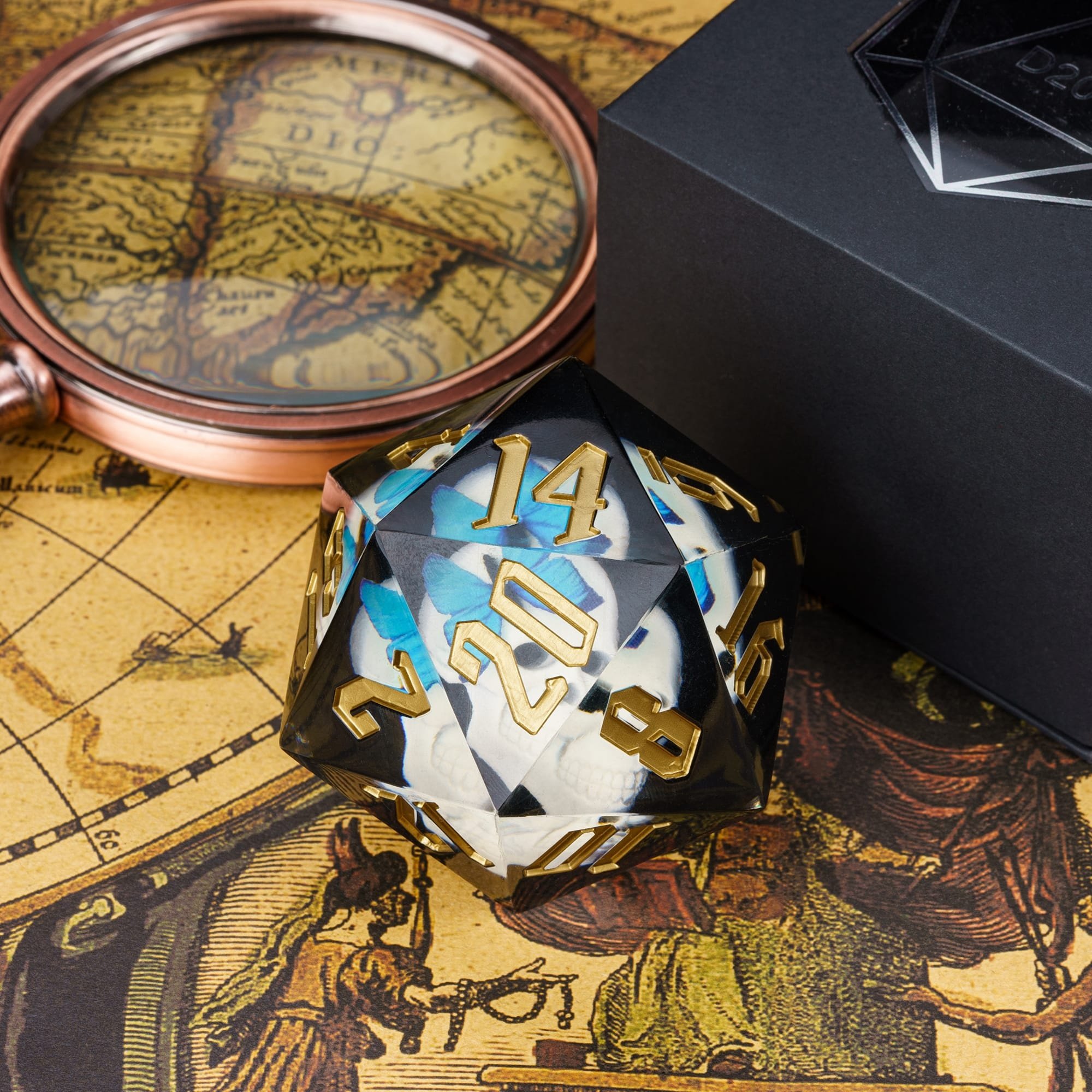 Udixi polyhedron dungeons and dragons d&d custom logo resin sharp edge 20 sides rpg 55mm D20 dice