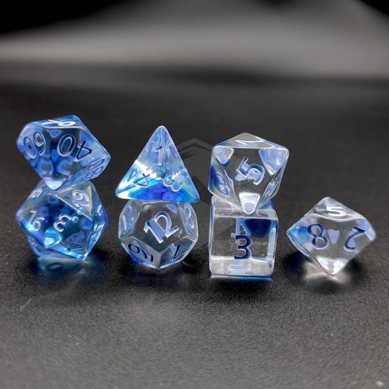 Factory Customized Polyhedral Acrylic DND Dice Set Transparent Colors Plastic Handcrafted Dice For Dungeons And Dragons