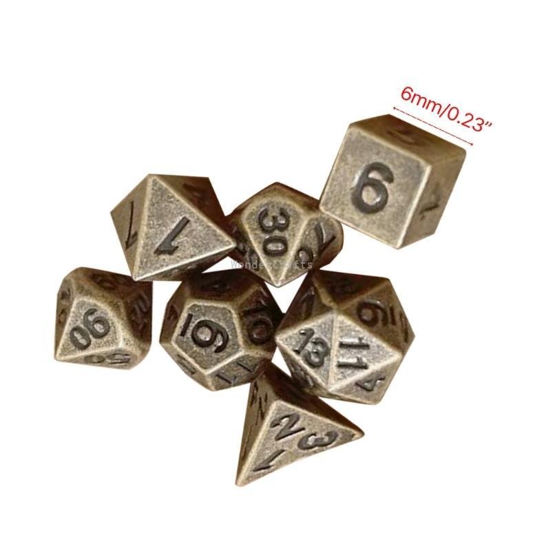 WD Portable Mini Polyhedral Dices Small Size Metal Multi-Sided Role Playing Game Metal Dices for Tabletop Player Easy Use