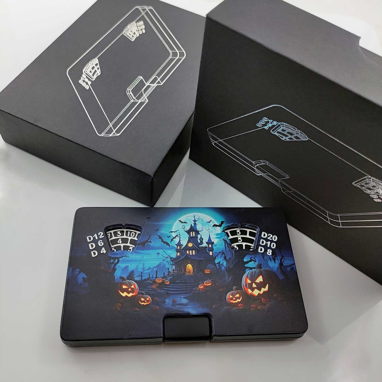 New Listing Fancy 7-in-1 Press Type Fidget Spinner Dice Card Box Portable DND Metal Dice