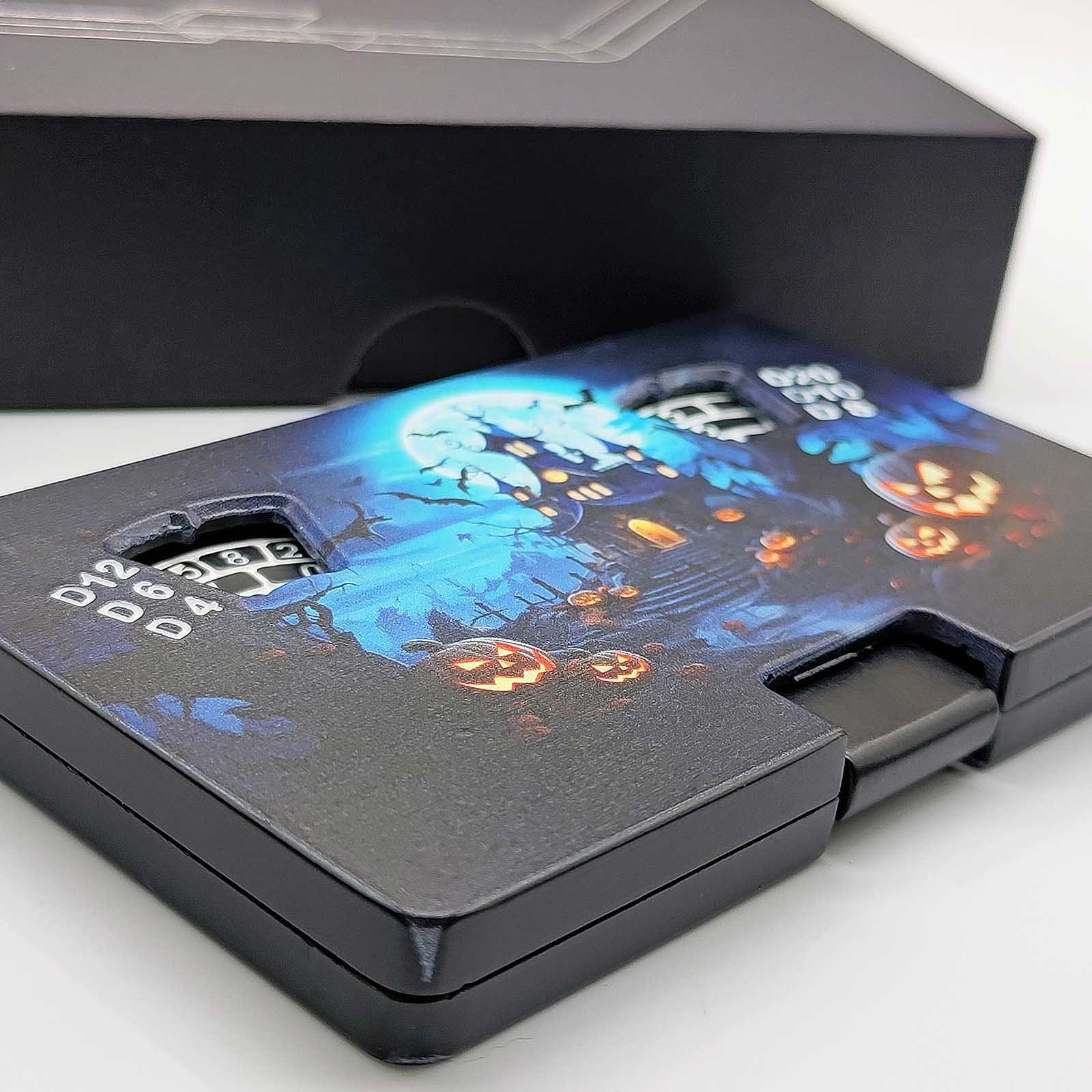 New Listing Fancy 7-in-1 Press Type Fidget Spinner Dice Card Box Portable DND Metal Dice